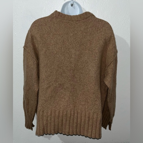 Arket Womens Jumper 100% Wool Brown Crewneck Pullover Chunky Ribbed Knit Sz L - Picture 4 of 11